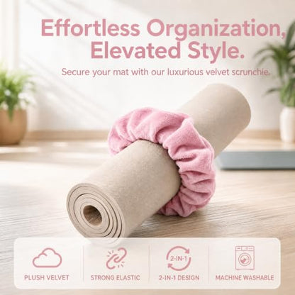Yoga Mat Scrunchie - Holds Your Yoga Mat in Style - Durable & Elasticity Fabric - Fits All Standard Yoga Mats - color: Pink