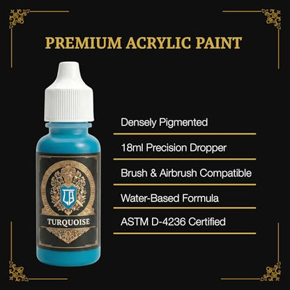 Ludus Bellum Miniature Paint Turquoise Color 18ml Precision Dropper Bottle | Professional Acrylic Paint for Miniatures & Models, Provides Quality Acrylic Tones and Shades for Warhammer 40K D&D Figures - color: Turquoise