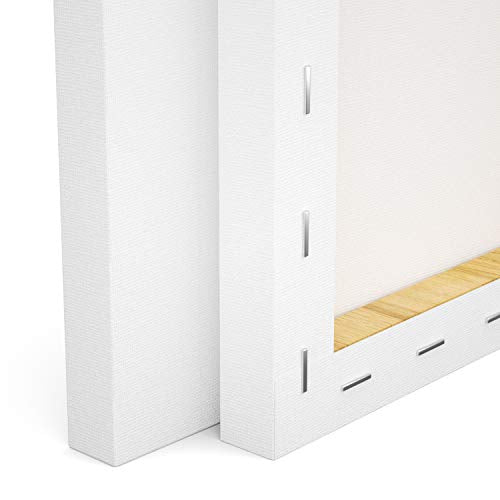 Stretched Canvas, 5x7 Inch Set of 10, Primed White | 100% Cotton Artist Canvas Boards for Painting, Acrylic Pouring, Oil Paint Dry & Wet Art Media - color: White, size: 5"x7"