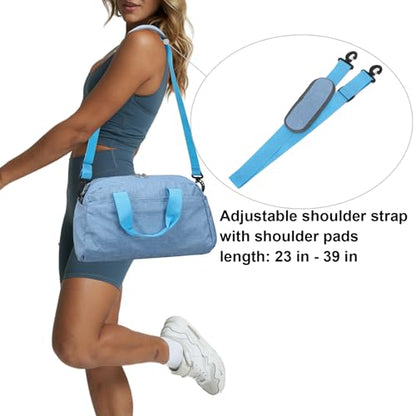 14 inch Small Gym Bag for Women & Men, Mini Duffel Bag for Travel Sports Lightweight Carry On Bag (Light Blue) - color: Light Blue