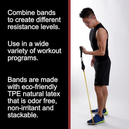 BodyForge Yoga Mat Thick Exercise Mat Thick Non-Slip Extra Thick High-Density Pilates & Resistance Bands Exercise Bands Workout Bands Resistance Bands Exercising Bands Men and Women Work Out Bundle - color: Black