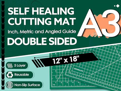 5 Packs Self Healing Cutting Mat Bulk 12"x18" Rotary Cutting Sewing Mats A3 | Cutting Board for Fabric Crafting Sewing Scrapbooking Quilting, Precision Cutting, Double Sided 5-Ply