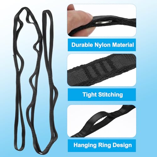 PATIKIL Daisy Chain Straps, Strong Climbing Strap Adjustable Nylon Chain Sling with Loops for Aerial Yoga Hammock Swing - color: Black, size: 59 Inch