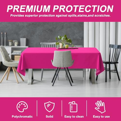 54IN X 160FT Plastic Table Cover Roll with Cutter Box, Cut to Size Plastic Table Cloths for Parties, Birthday, (Fuchsia, 54"x1920") - color: Fuchsia, size: 1920" x 54" (Rectangular)