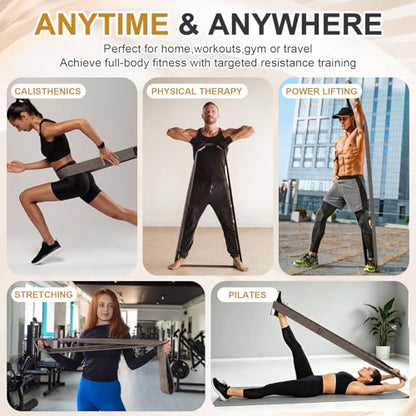 Arrowbash 40" Long Fabric Resistance Band for Working Out Women Men Non-Slip Exercise Stretch Band with Bag for Stretching Exercise, Yoga, Home Fitness - color: Dark Brown, style: 70lbs