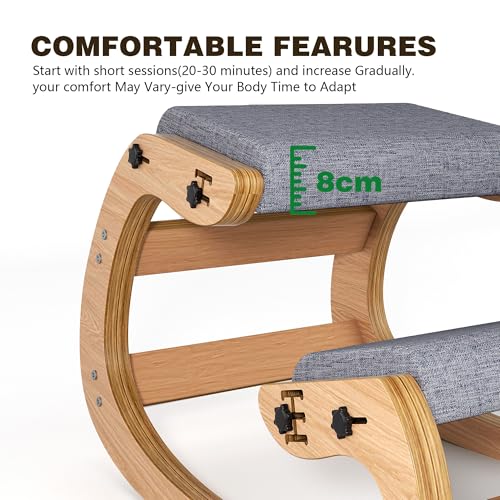 Ergonomic Kneeling Chair with Wooden Frame, Wood - color: Wood