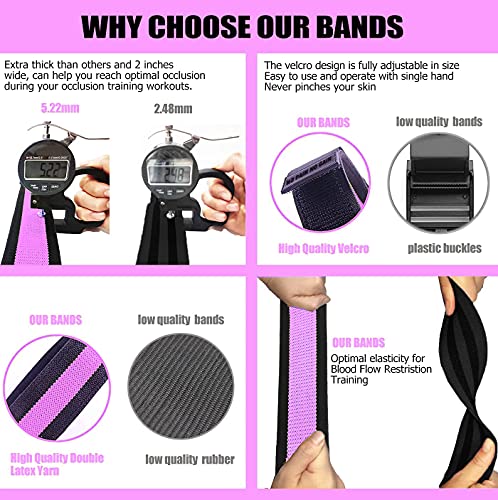 Occlusion Bands for Women Glutes & Hip Building, Blood Flow Restriction Bands BFR Bundle Booty Bands, Best Fabric Resistance Bands for Exercising Your Butt, Squat, Thigh, Fitness - color: Pink
