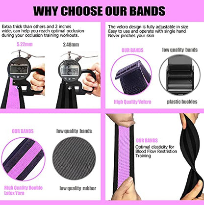 Occlusion Bands for Women Glutes & Hip Building, Blood Flow Restriction Bands BFR Bundle Booty Bands, Best Fabric Resistance Bands for Exercising Your Butt, Squat, Thigh, Fitness - color: Pink
