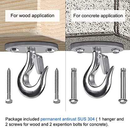 Dolibest Ceiling Anchor Mount for Yoga Swing Suspension, Resistance Band Wall Anchor, Body Weight Strength Training Systems, 2000LB Capacity, Stainless Steel,1PCS - color: Silver-2holes