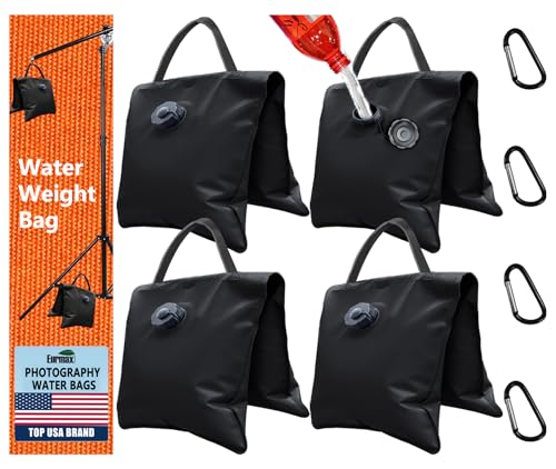 Eurmax USA 4-Pack Waterbag Weights,Photography Waterbags for Light Stands and Video Equipments,Heavy Duty Saddlebag for Backdrop Stand,Tripod,Canopy,Umbrella Base,Fishing Chair and Picnic Table(Black) - color: Black, style: Saddle Water
