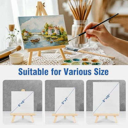 12 Pack 10 Inch Mini Wooden Display Easels | Tripod Painting Easel Stand, Portable Art Canvas Holder for Photos, Prints and Signs