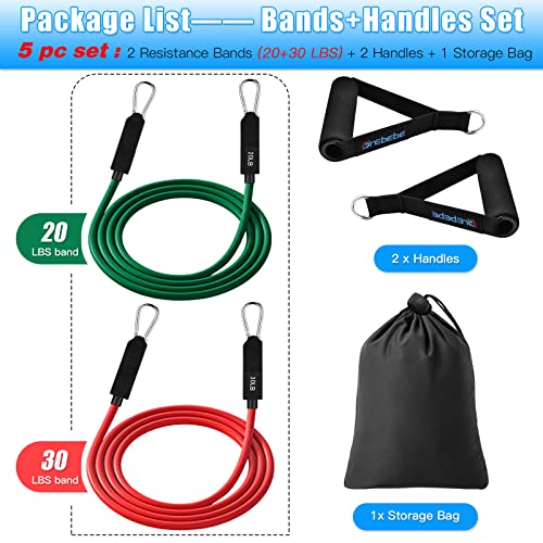 Brebebe Door Anchor Strap for Resistance Bands Exercises, Multi Point Anchor Gym Attachment for Home Fitness, Portable Door Band Resistance Workout Equipment, Easy to Install, Punch-Free, Nail-Free - style: Bands+Handles (20+30 LBS)