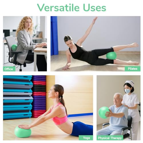TOPZGLEEY Pilates Ring Set – 14" Anti-Deformation Magic Circle with Padded Handles, Mini Ball, 5 Resistance Bands, Guide, Pilates Equipment for Home Workout - color: TURQUOISE