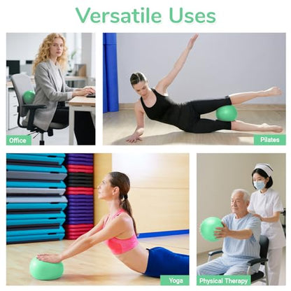 TOPZGLEEY Pilates Ring Set – 14" Anti-Deformation Magic Circle with Padded Handles, Mini Ball, 5 Resistance Bands, Guide, Pilates Equipment for Home Workout - color: TURQUOISE