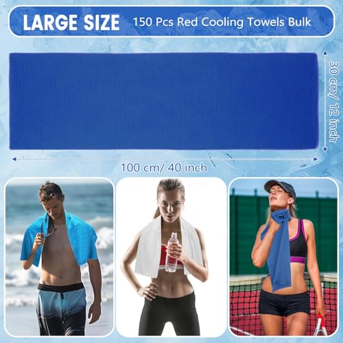 Hosuly 150 Pack Cooling Towels Bulk 40 x 12 Inch Large Chilly Breathable Sweat Sports Cold Towels Sublimation Microfiber Ice Neck Rag for Hot Weather Workout Gym Team Gift (Dark Blue,Light Blue,White) - color: Dark Blue,light Blue,white