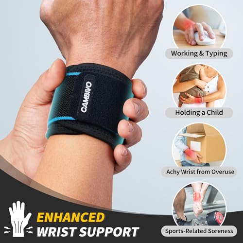 CAMBIVO 2 Pack Wrist Brace for Carpal Tunnel with wraps, Black-Blue - color: Black-Blue