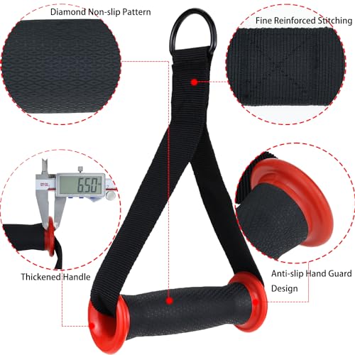 Resistance Band Handles, 2 Pack Heavy Duty Cable Machine Grips - color: Red