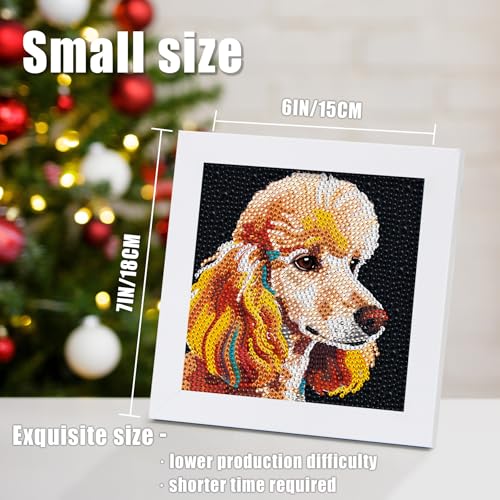 geesfayan Diamond Art Kits for Kids,6 Inch DIY Gem Art Painting with 7 Inch Frame, Complete Starter Kit for Beginners, Creative Arts & Crafts Gift for Girls & Boys (Poodle) - color: Poodle