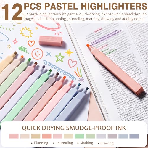 62PCS Aesthetic School Supplies Cute Back to School Supplies Stationary Set | College Preppy Essentials Kit with Large Pencil Pouch Case, Pastel Highlighters Gel Pens Mechanical Pencils for Student Girls - color: Beige Checked