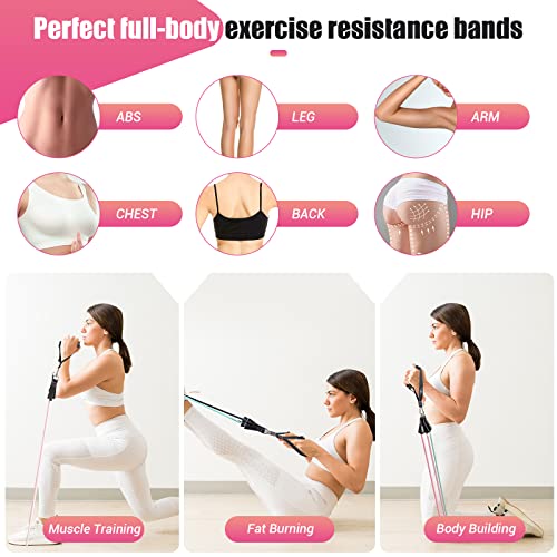 Resistance Bands with Handles for Women, 5 Level Exercise Bands - color: Colour