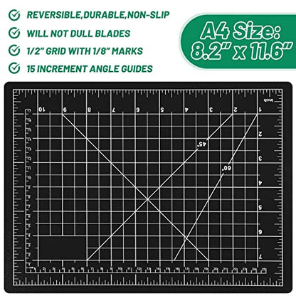 Anezus Exacto Knife with Hobby Mat for Crafts, Self Healing Cutting Mat Hobby Knife with 30 PCS Exacto Blades Precision Knife for Art and Crafts Paper Scrapbooking Stencil (Black) - color: C. Black