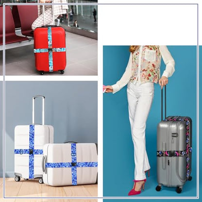 6 Pieces Luggage Straps Patterned Luggage Strap Suitcase Straps Luggage Belt Adjustable Travel Luggage Belt Strap with Quick Release Buckle, 2 inches Wide by 72 inches Long (Persian Style) - style: Persian Style