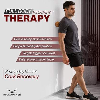 Bullworker 4" Cork Massage and Fitness Ball Recovery Tool - Deep Tissue Muscle Tension Release for Trigger Point, Muscle Soreness, Yoga Therapy, 10 CM | Soreness Relief, Yoga Therapy and Fitness Recovery Tool, 10 cm Massage Ball