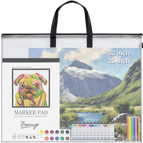 YOPCDJ 30x25 inches Extra-Large Art Portfolio Bag, Portfolio Folder for Artwork with Handle, Zippered Storage Folder for Poster, Scrapbook, Keepsake and Bulletin Board - size: 30 X 25