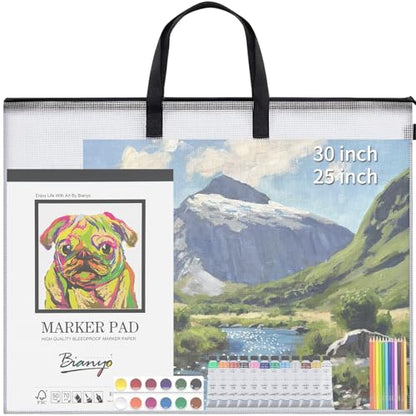YOPCDJ 30x25 inches Extra-Large Art Portfolio Bag, Portfolio Folder for Artwork with Handle, Zippered Storage Folder for Poster, Scrapbook, Keepsake and Bulletin Board - size: 30 X 25