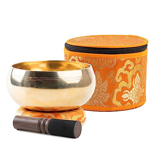 Tibetan Singing Bowl Set - 5" Plain Sound Bowl with Gift Box - Easy To Play for Beginners - Authentic Handcrafted Mindfulness Meditation Chakra Healing Holistic Sound 7 by Himalayan Bazaar - color: Plain - 5 Inch