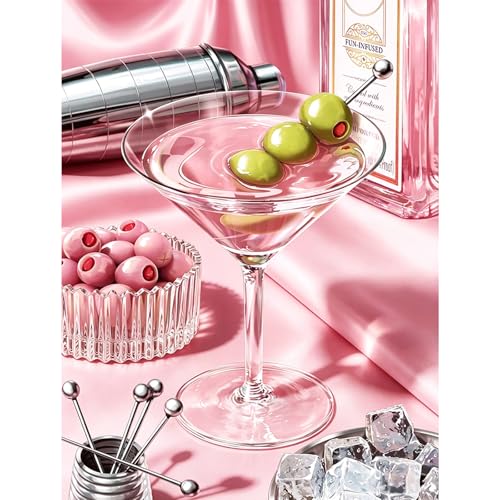RYMILIE Cocktail Diamond Art Kits for Adults,Fashion Retro Diamond Painting | Diamond Art Kit for Beginners, 5D DIY Full Drill Diamond Painting Gem Art, Home Wall Art Gifts(12x16 inch) - color: DP03965