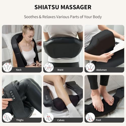 Neck Massager with Heat Deep Tissue Electric 3D Kneading