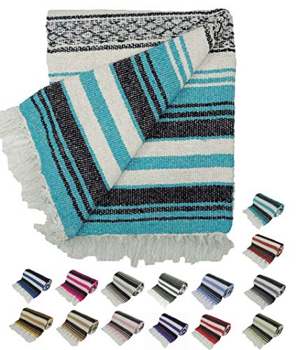 Kakaos Traditional Yoga Blanket. (Turquoise) - color: Turquoise