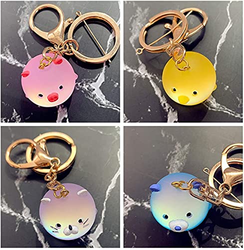 2Pcs Silicone Resin Molds for Jewelry Keychain Pendent Necklace, Cute Animal Orbs Piglet Chicken Bear Shape Ornaments Casting Molds for UV Resin Crafts, DIY Jewelry Making (Mirror & Matt) - size: 2pcs Animal