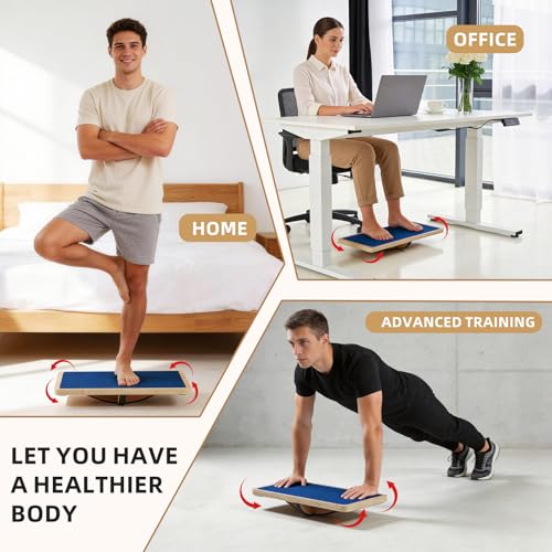 Juoe 360° Balance Board Wobble Board, Up to 350 LBS for Physical Therapy - color: 360° Rotation-Blue