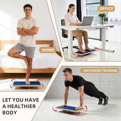 Juoe 360° Balance Board Wobble Board, Up to 350 LBS for Physical Therapy - color: 360° Rotation-Blue
