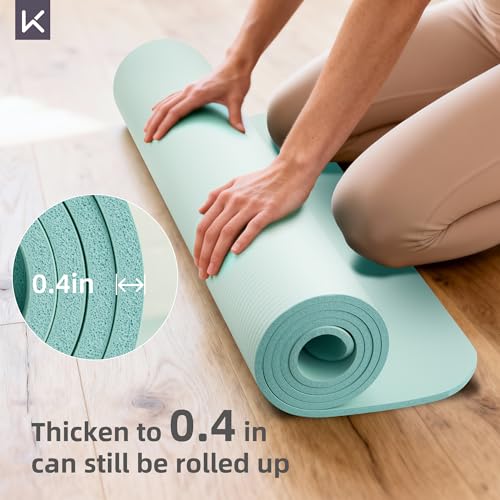 KEEP Extra Thick NBR Yoga Mat for Women & Men, 10mm Thick, 72”x32” Large Exercise Mat with Non-Slip Workout Mat for Yoga, Pilates, Stretching, Meditation – Wide & Cushioned Fitness Mat - color: Green