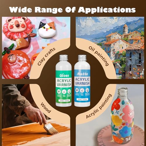Sovol 480ml Air Dry Clay Glaze with Tools, Gloss & Matte Clay Varnish | Avoid Clay Wear, Cracking, Scratches for Air Dry Clay Polymer Clay Resin Crete Pottery Acrylic Paint