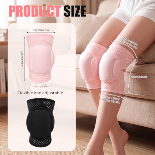 Lewtemi 2 Pairs Pole Dance Knee Pads for Women with Shock-absorbing Padding, Protective Non-slip Knee Pads for Ballet Modern Floor Dance Yoga Volleyball Figure Skating