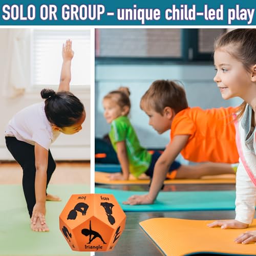 Yoga Dice for Kids, Large 12-Sided Soft Foam Exercise Dice - color: Orange