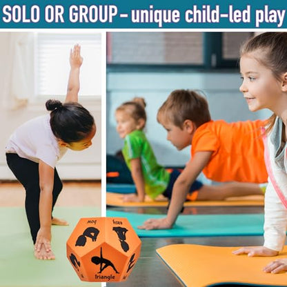 Yoga Dice for Kids, Large 12-Sided Soft Foam Exercise Dice - color: Orange