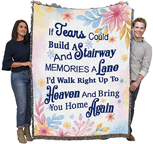 Pure Country Weavers If Tears Could Build A Stairway Blanket - Sympathy Bereavement Gift Tapestry Throw Woven from Cotton - Made in the USA (72x54) - color: Stairway, size: 72" x 54"