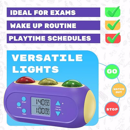 Visual Timer for Kids, Traffic Light Countdown with Light and Sound - ADHD | Toddler Classroom Timer, LCD Display, Red Yellow Green, Digital Timer for Home School, Teachers, Focus and Time Management