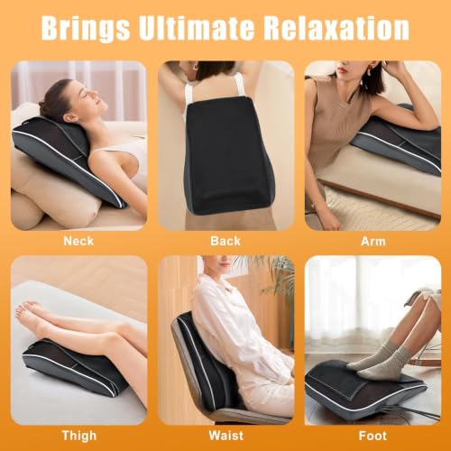 Shiatsu Back and Neck Massager with Heat. Back Massager for Pain Relief deep Tissue, 3D Kneading Massage Pillow or Back,Shoulder,Leg,Gifts for Mom,Dad,Women (Black) - color: Black-04