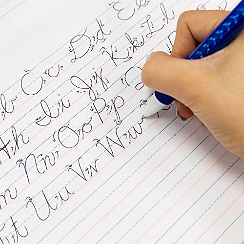 BAZIC Cursive Writing Pad, 10.5 x 8 Inch | 50-sheet cursive writing pad, Solid baselines and a dashed center guideline for handwriting