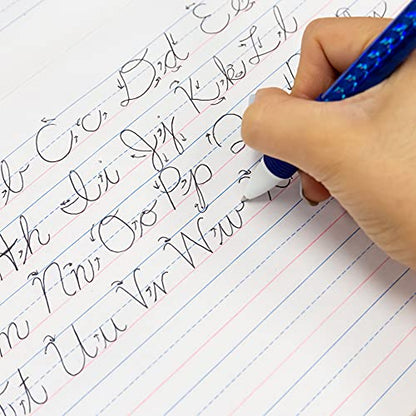 BAZIC Cursive Writing Pad, 10.5 x 8 Inch | 50-sheet cursive writing pad, Solid baselines and a dashed center guideline for handwriting