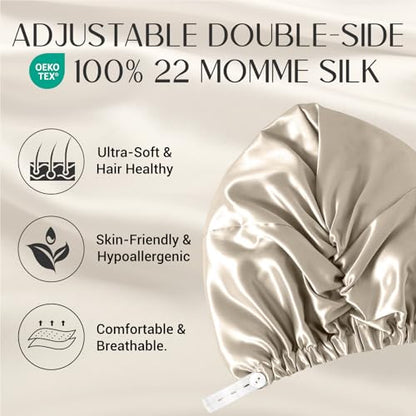 ZIMASILK 22 Momme 100% Mulberry Silk Bonnet for Sleeping Women, Taupe - color: Taupe - New