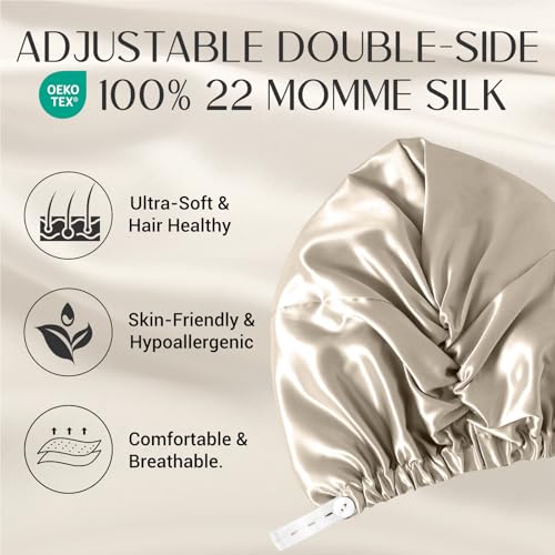 ZIMASILK 22 Momme 100% Mulberry Silk Bonnet for Sleeping Women, Taupe - color: Taupe - New