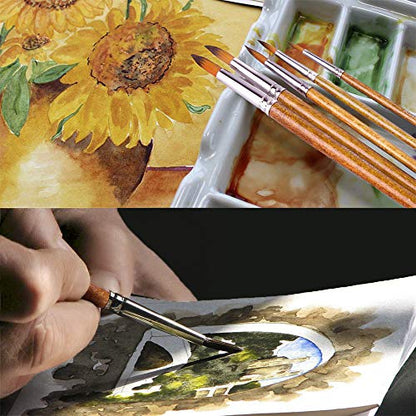 Watercolor Paint Brushes FENORKEY 12Pcs Round for Watercolor, Acrylic & Gouache