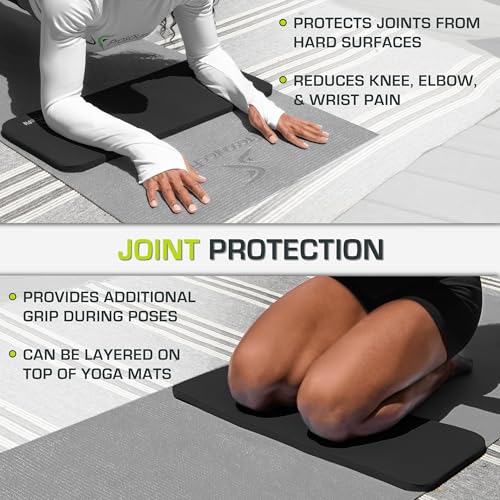 ProsourceFit Extra Thick Yoga Knee Pad and Elbow Cushion 15mm (5/8”) Fits Standard Mats for Pain Free Joints in Yoga, Pilates, Floor Workouts - color: Black